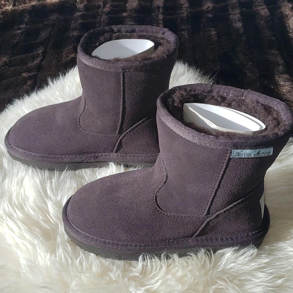 Aussie Merino Chocolate Brown Suede slip on Bootie K9 - Picture 3 of 12